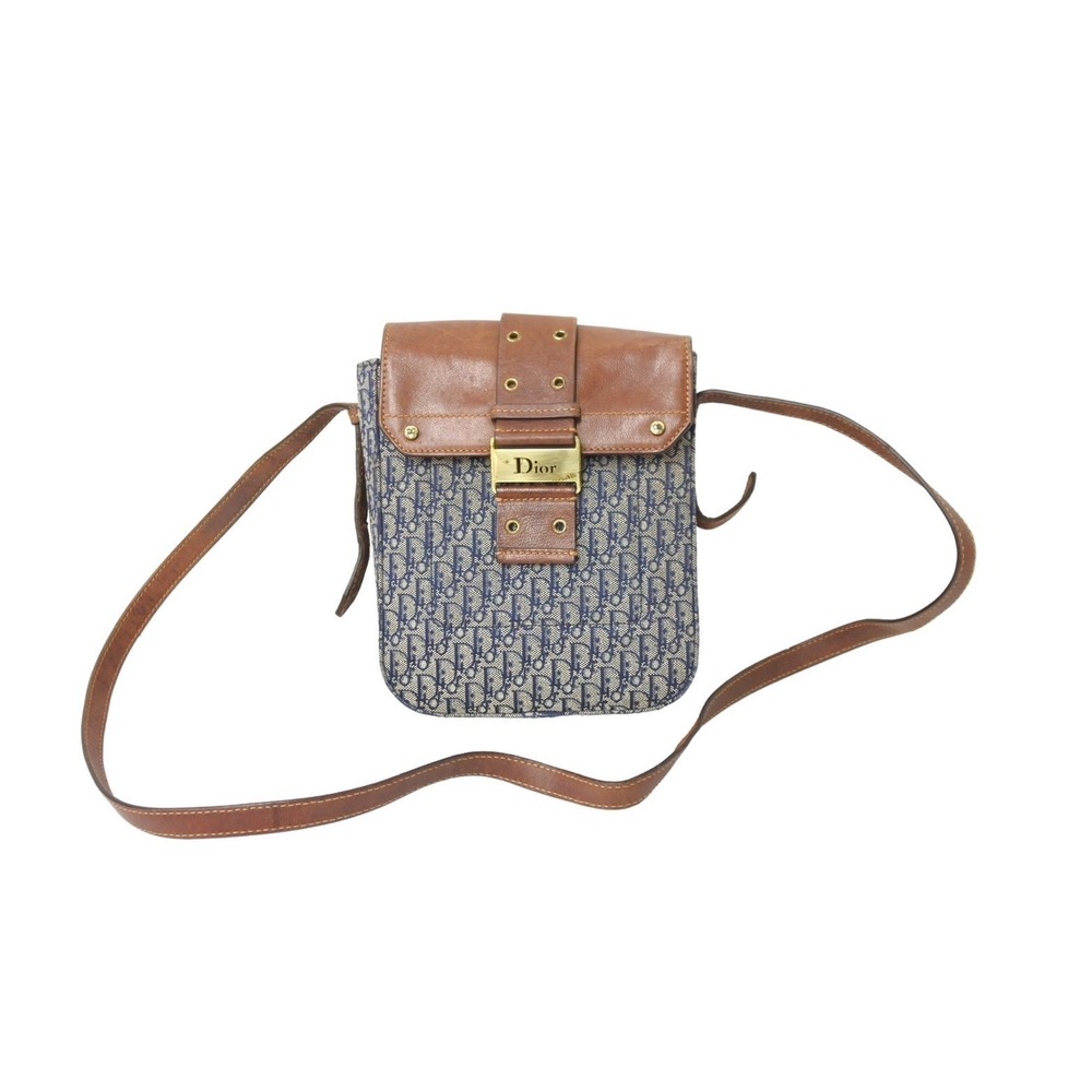 Dior Chic Brown Blue Street  Christian Navy Bag Shoulder - Picture 2 of 9